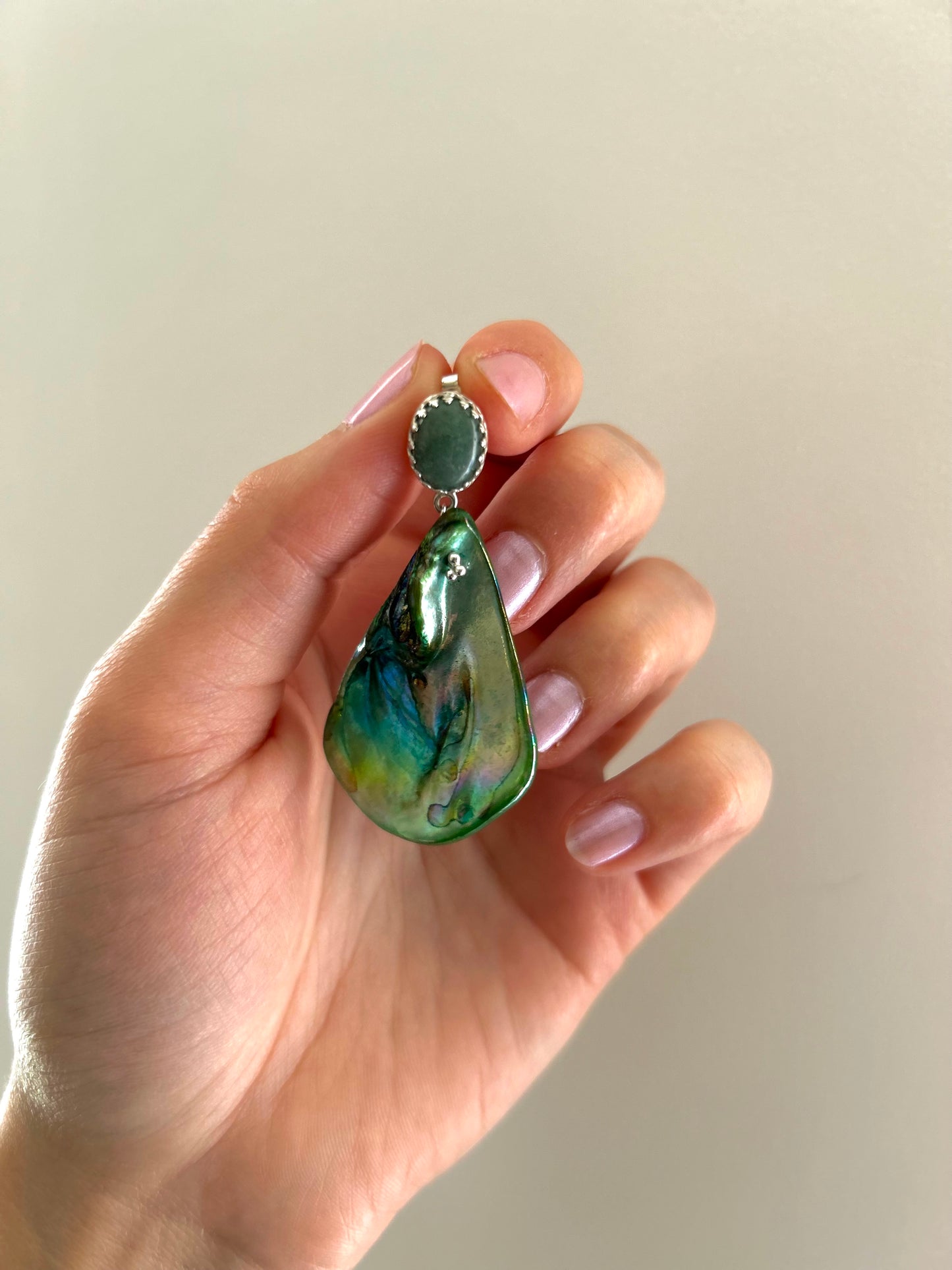 Green Aventurine Shell Earrings