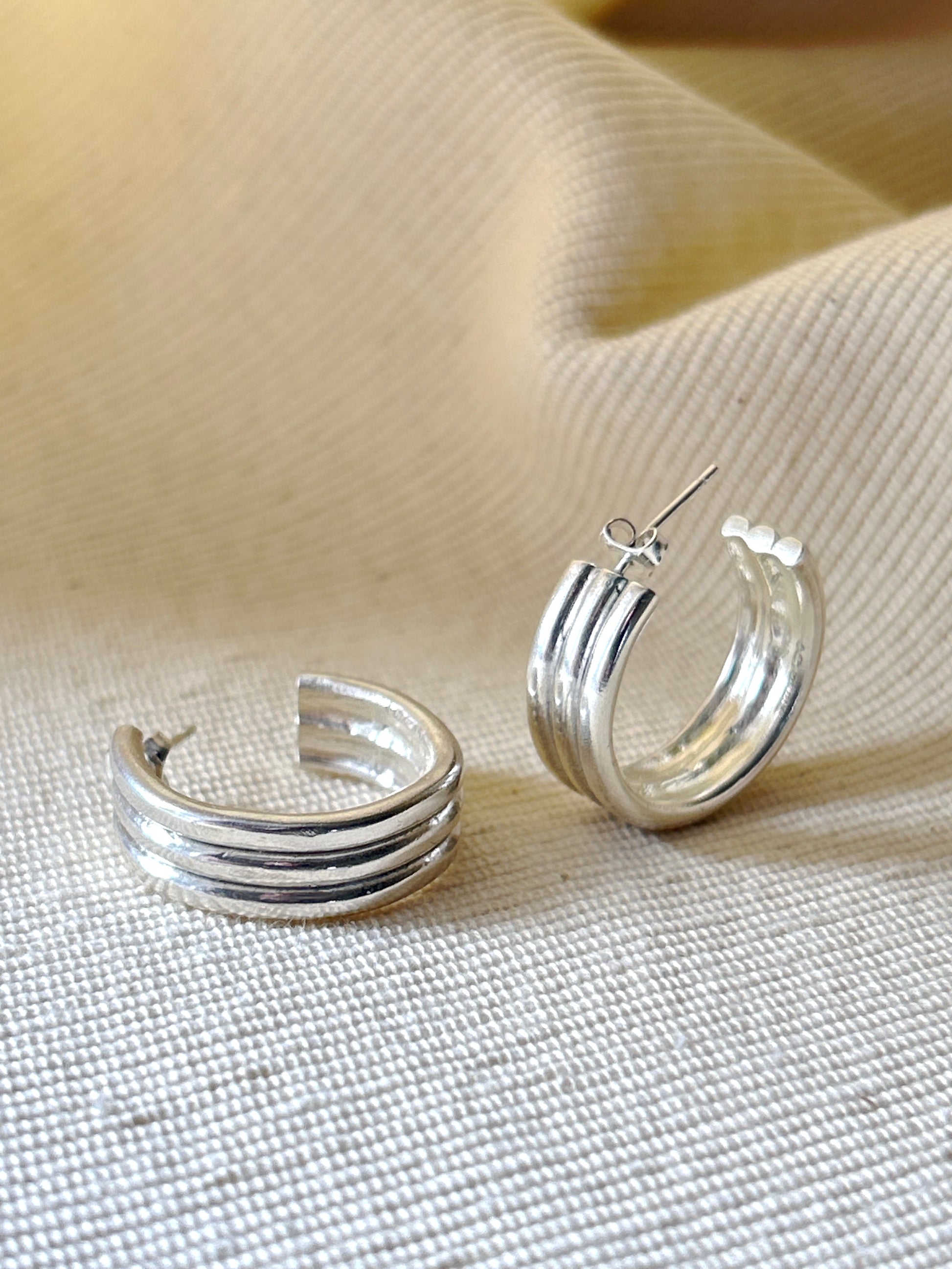 Sterling Silver Triple Wire Hoop Earrings