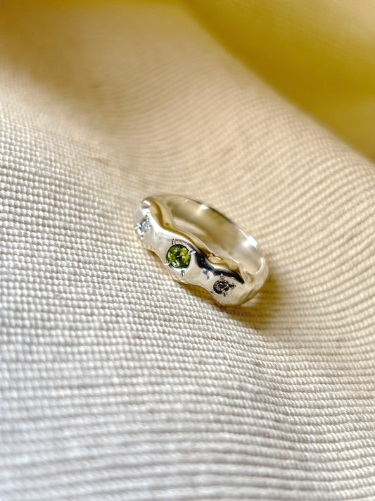 Peridot And Moissanite Ring