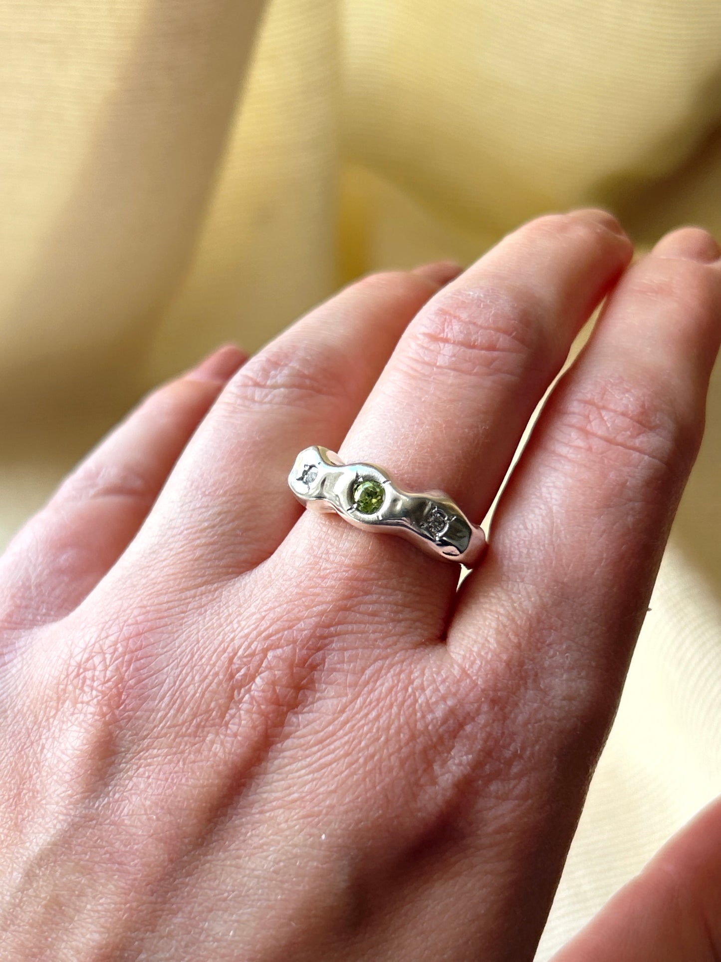 Peridot And Moissanite Ring
