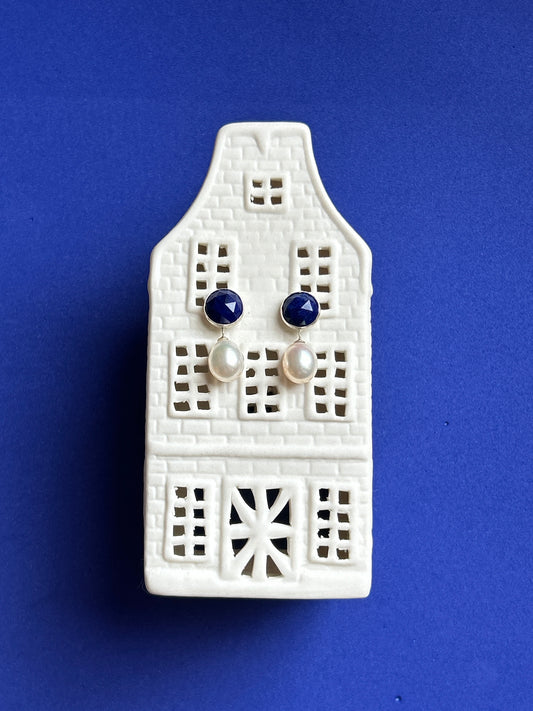 Lapis Lazuli and Pearl Earrings