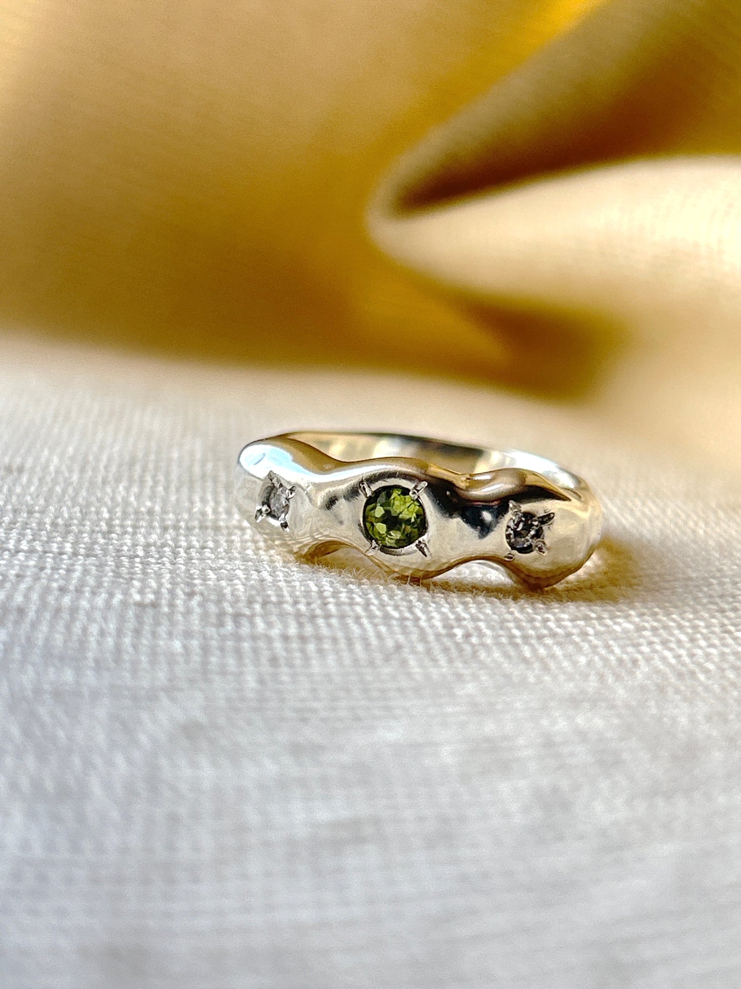 Peridot And Moissanite Ring
