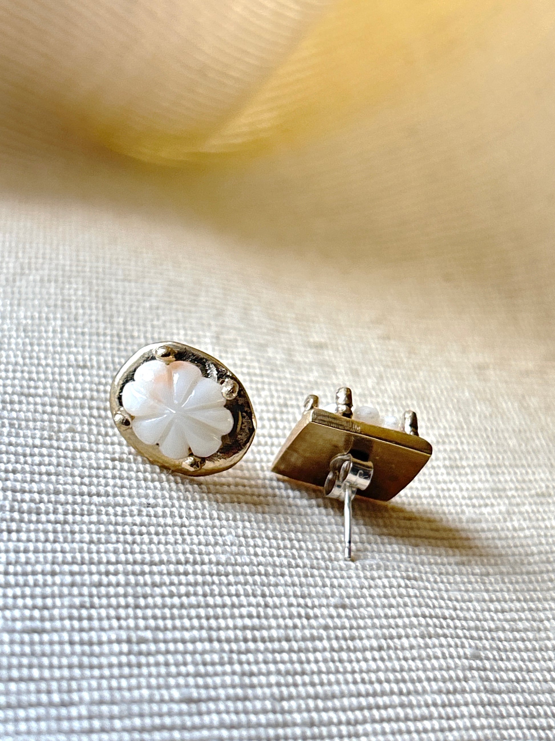 Brass and Coral Earrings