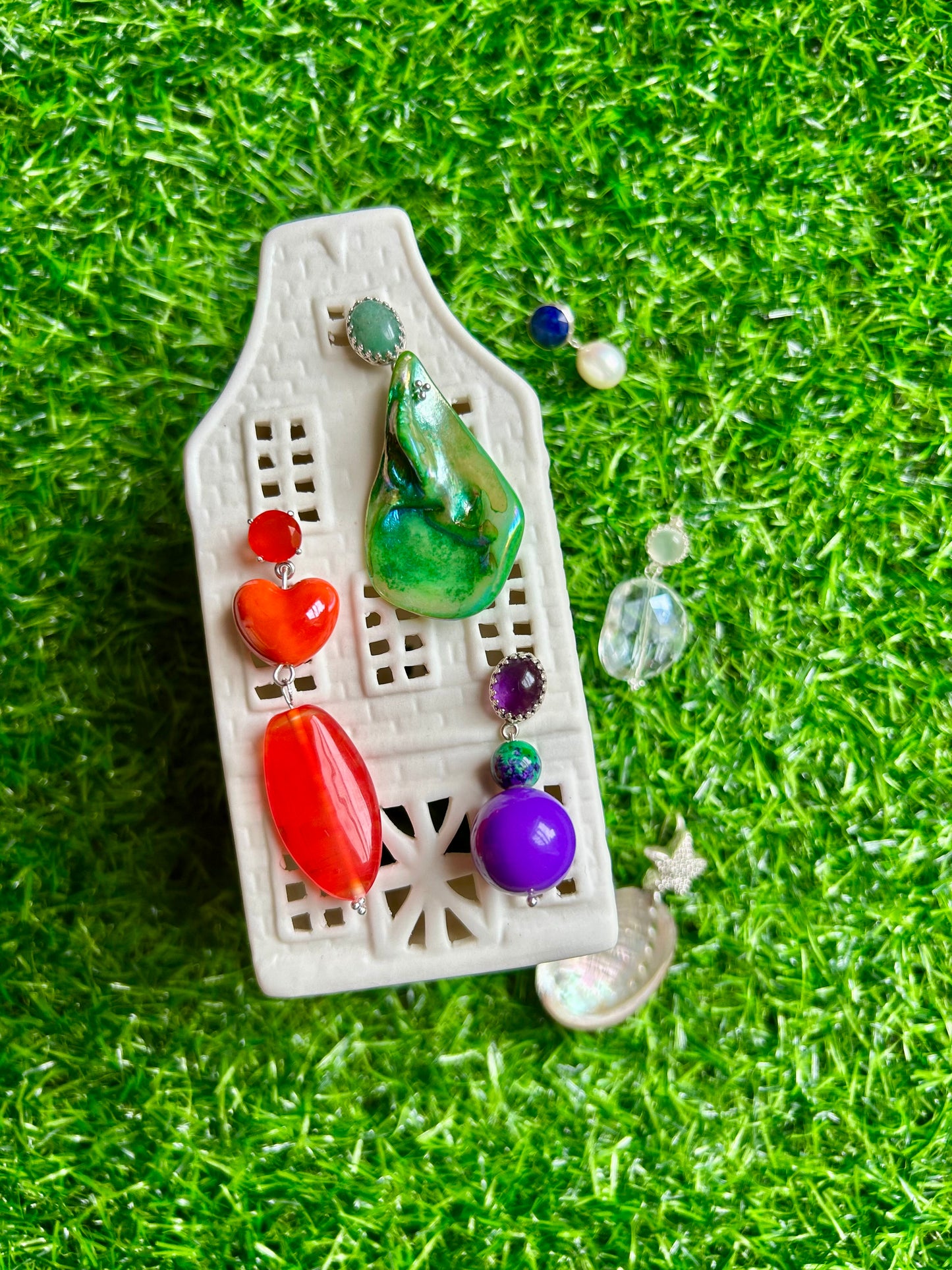 Green Aventurine Shell Earrings