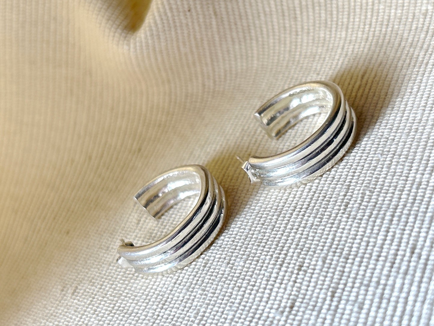 Sterling Silver Triple Wire Hoop Earrings