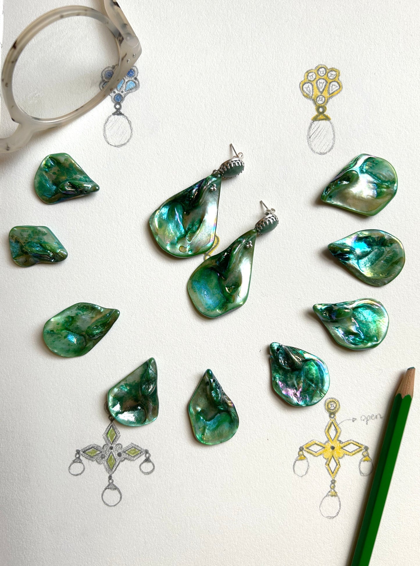 Green Aventurine Shell Earrings