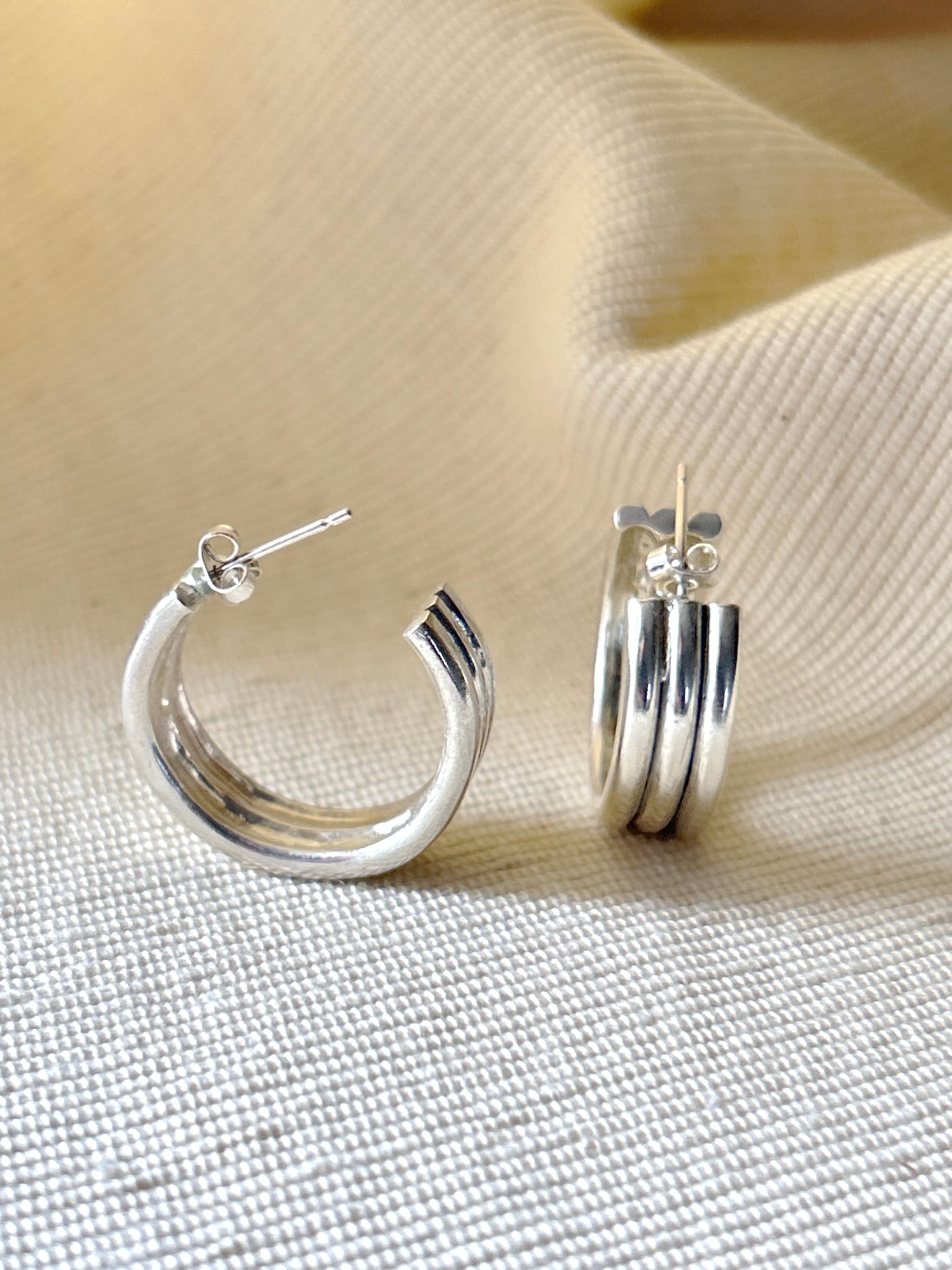 Sterling Silver Triple Wire Hoop Earrings