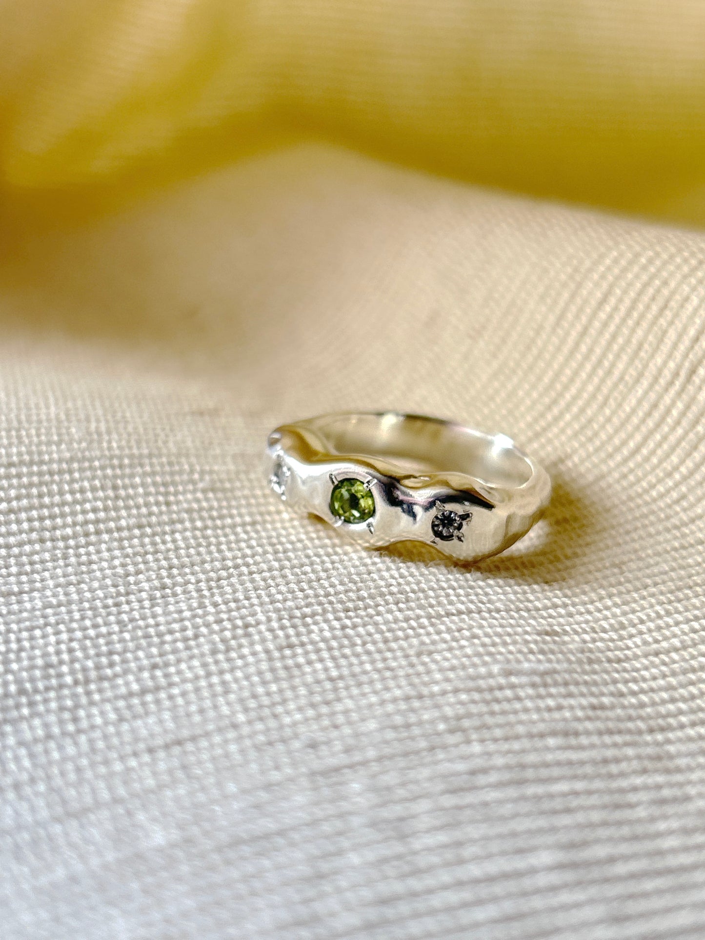 Peridot And Moissanite Ring